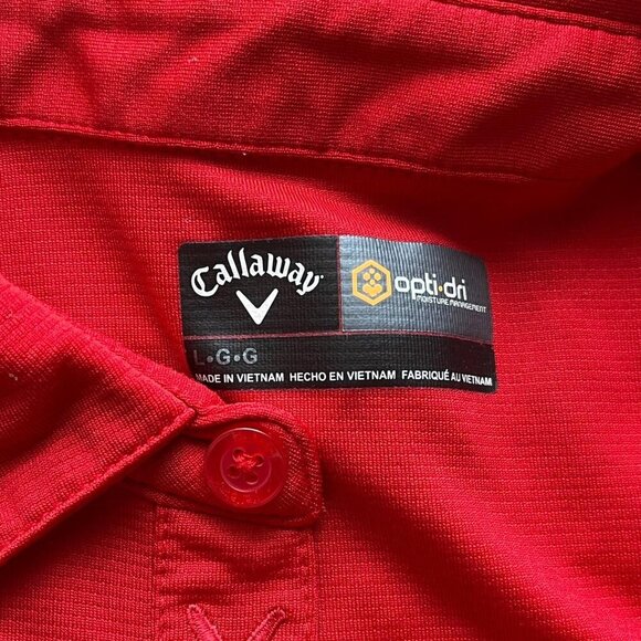 Red Callaway Opti Dry Golf Polo Shirt, Men's large short sleeve polo - Picture 2 of 6